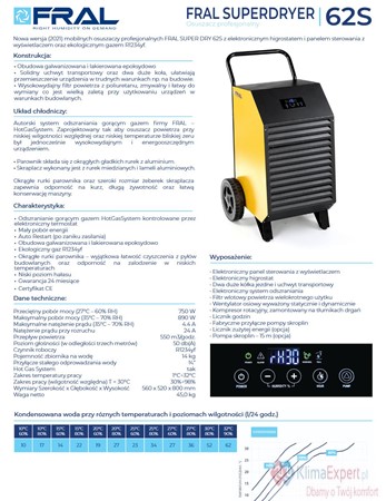 Osuszacz powietrza FRAL SuperDryer 62S